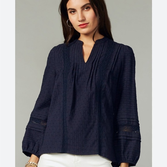 Anthropologie Tops - NWT Graylin Barstow Cotton Blouse Navy of Anthropologie